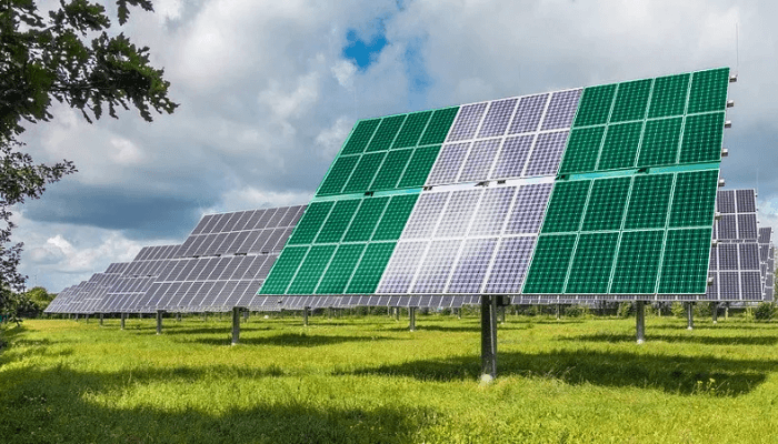 image showing solar panels painted with the color of the Nigerian flag