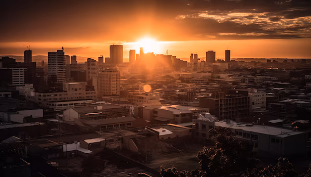 Image of sunset over a modern city - Rhinobay Energy